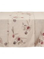 Дорожка настольная, 40х160 см, полиэстер/лен, бежевая, Сливы на ветках, Plum Orchard ANNA LAFARG