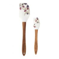 Лопатка-шпатель, 2 шт, силикон/дерево, молочная, Сливы, Plum Orchard