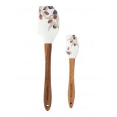 Лопатка-шпатель, 2 шт, силикон/дерево, молочная, Сливы, Plum Orchard