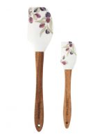 Лопатка-шпатель, 2 шт, силикон/дерево, молочная, Сливы, Plum Orchard