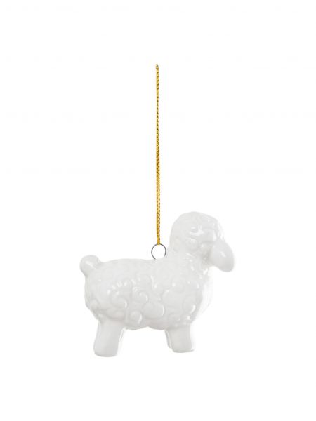 Игрушка елочная, 6 см, фарфор P, молочно-золотистая, Овечка, Sheep