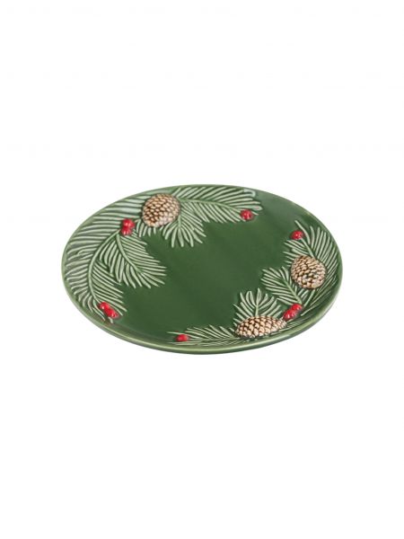 Блюдо, 20 см, керамика D, зеленое, Шишки и ягоды, Cone