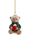 Игрушка елочная, 6 см, керамика D, Мишка с какао, New Year