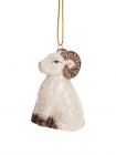 Игрушка елочная, 6 см, керамика D, бежево-золотистая, Баран с шаром, Sheep