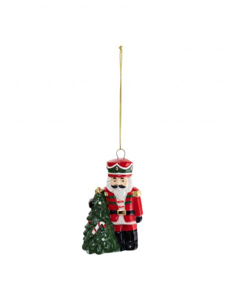 Игрушка елочная, 8 см, керамика D, Щелкунчик с елкой, Nutcracker