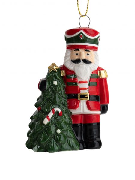 Игрушка елочная, 8 см, керамика D, Щелкунчик с елкой, Nutcracker