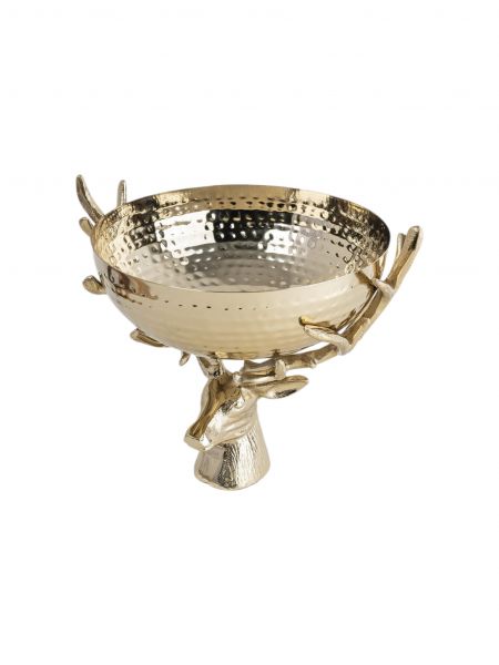 Ваза для фруктов, 26х25 см, на ножке, металл, золотистая, Олень, Maral gold