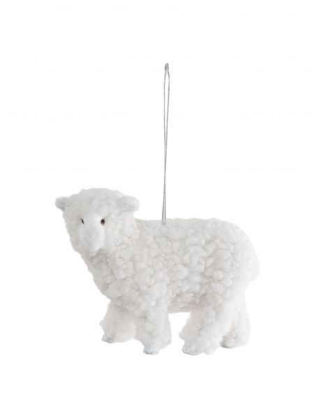 Игрушка елочная, 10x7 см, полиэстер, молочная, Овечка, Sheep