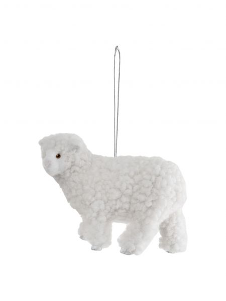 Игрушка елочная, 10x7 см, полиэстер, молочная, Овечка, Sheep