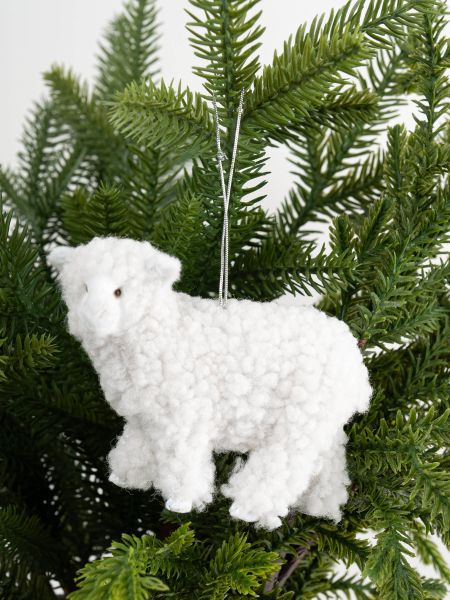 Игрушка елочная, 10x7 см, полиэстер, молочная, Овечка, Sheep