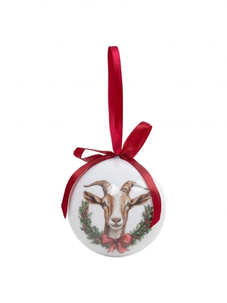 Игрушка елочная, 8 см, пенопласт, Шар, Голова козы, Goat