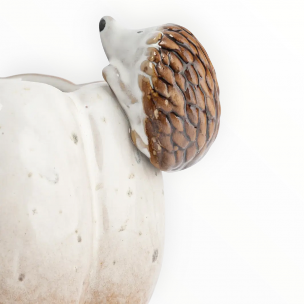 Кружка, 400 мл, фарфор P, молочная, в крапинку, Еж на тыкве, Light pumpkin
