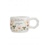 Кружка 450 мл, доломитовая керамика, молочная, Цветы и листья, Autumn motifs ANNA LAFARG
