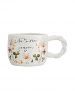Кружка 450 мл, доломитовая керамика, молочная, Цветы и листья, Autumn motifs ANNA LAFARG