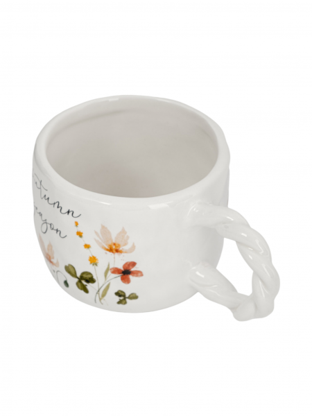 Кружка 450 мл, доломитовая керамика, молочная, Цветы и листья, Autumn motifs ANNA LAFARG