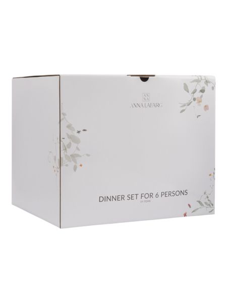 Сервиз обеденный на 6 персон, 19 предметов, фарфор, белый, Цветы и листья, Primrose ANNA LAFARG