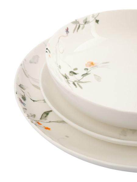 Сервиз обеденный на 6 персон, 19 предметов, фарфор, белый, Цветы и листья, Primrose ANNA LAFARG