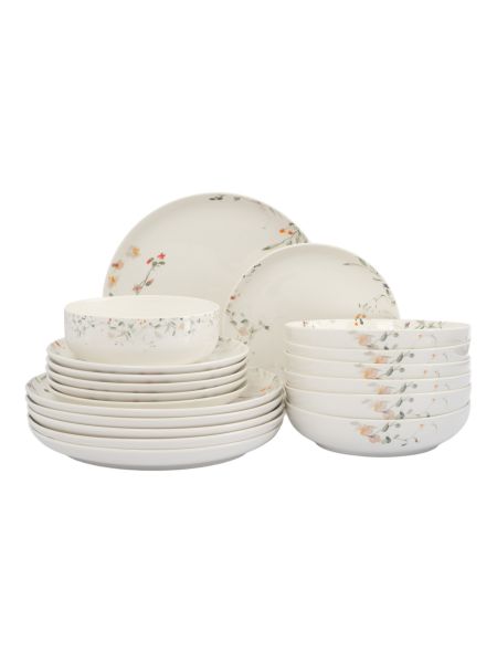 Сервиз обеденный на 6 персон, 19 предметов, фарфор, белый, Цветы и листья, Primrose ANNA LAFARG
