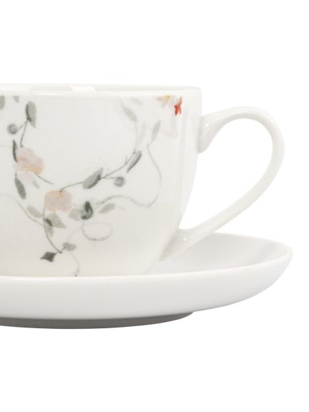 Чайная пара на 6 персон, 12 предметов, 220 мл, фарфор, белая, Цветы и листья, Primrose ANNA LAFARG