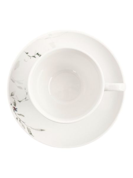 Чайная пара на 6 персон, 12 предметов, 220 мл, фарфор, белая, Цветы и листья, Primrose ANNA LAFARG