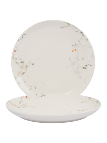 Тарелка закусочная 21 см, 2 шт, фарфор, белая, Цветы и листья, Primrose ANNA LAFARG