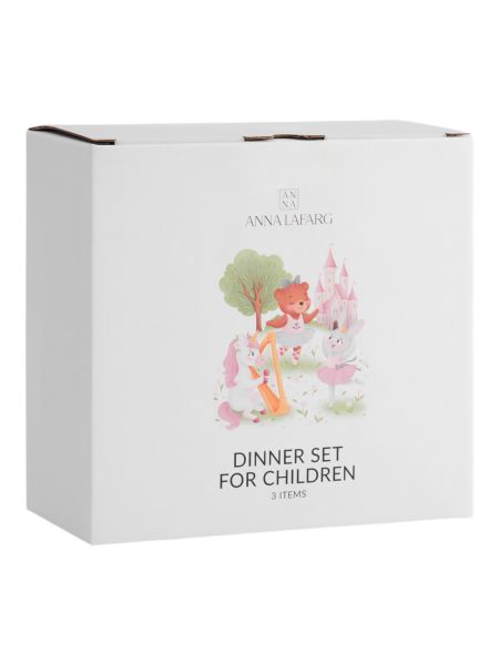 Набор детской посуды на 1 персону, 3 предмета, фарфор, белый, Сказочные животные, Fabulous animals ANNA LAFARG