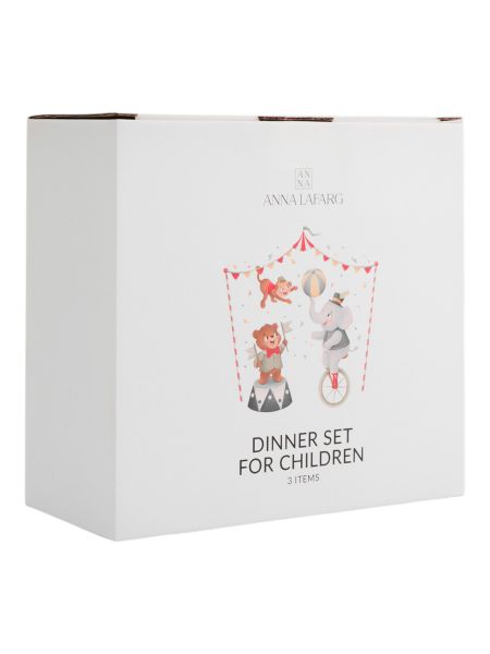 Набор детской посуды на 1 персону, 3 предмета, фарфор, белый, Животные в цирке, Circus ANNA LAFARG