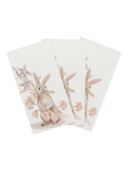 Салфетки бумажные 33х33 см, 20 шт, прямоугольные, белые, Кролик в цветах, Flower Rabbit ANNA LAFARG