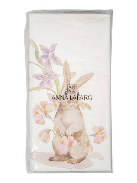 Салфетки бумажные 33х33 см, 20 шт, прямоугольные, белые, Кролик в цветах, Flower Rabbit ANNA LAFARG