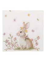 Салфетки бумажные 21х21 см, 20 шт, квадратные, белые, Кролик с венком, Easter rabbit ANNA LAFARG