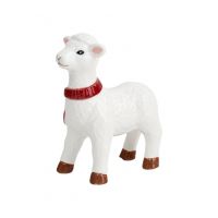 Статуэтка 12 см, фарфор, бело-красная, Ягненок с шарфом, Sheep ANNA LAFARG