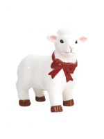 Статуэтка 10 см, фарфор, бело-красная, Барашек с бантом, Sheep ANNA LAFARG