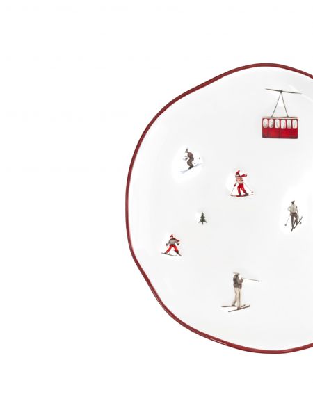 Тарелка закусочная 21 см, доломитовая керамика, белая, Лыжники, Skier ANNA LAFARG