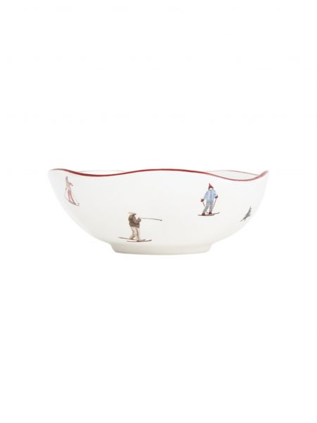 Салатник 15x5 см, 380 мл, доломитовая керамика, белый, Лыжники, Skier ANNA LAFARG
