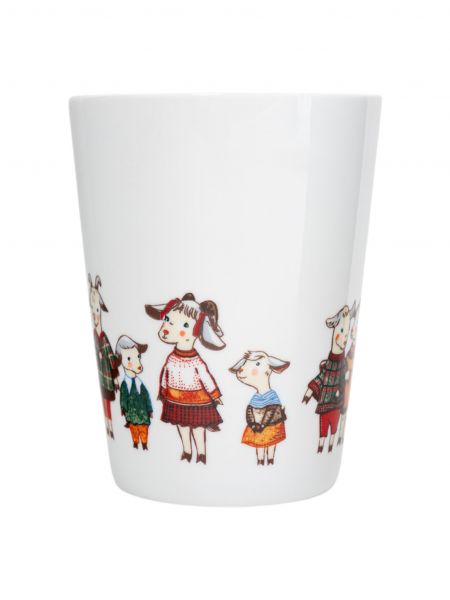Кружка 420 мл, костяной фарфор, белая, Коза с козлятами, Goat ANNA LAFARG
