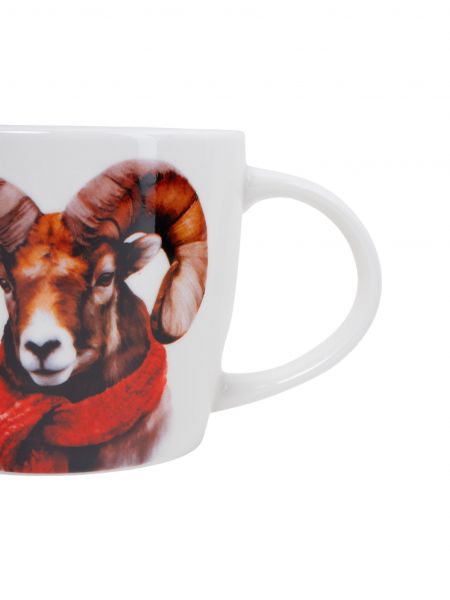 Кружка 490 мл, костяной фарфор, белая, Баран в шарфе, Sheep ANNA LAFARG
