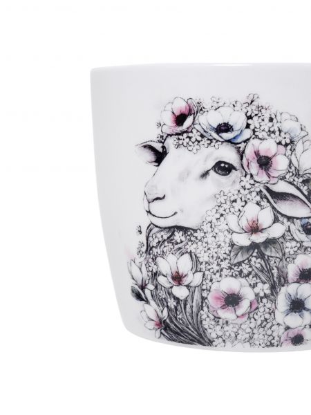 Кружка 490 мл, костяной фарфор, белая, Овечка в цветах, Sheep ANNA LAFARG
