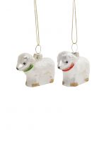 Игрушка елочная 4 см, 2 шт, стекло, серебристая, Овечки, Sheep ANNA LAFARG