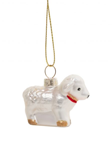 Игрушка елочная, 4 см, 2 шт, стекло, серебристая, Овечки, Sheep