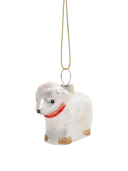 Игрушка елочная, 4 см, 2 шт, стекло, серебристая, Овечки, Sheep