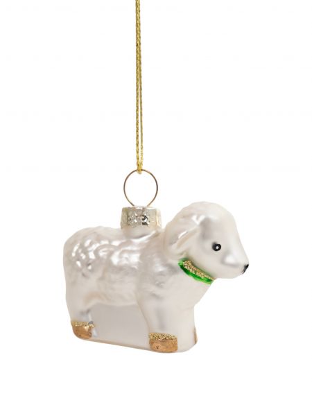 Игрушка елочная, 4 см, 2 шт, стекло, серебристая, Овечки, Sheep