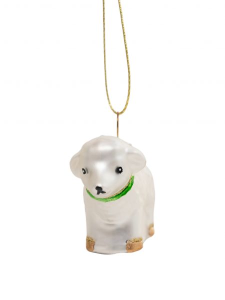 Игрушка елочная, 4 см, 2 шт, стекло, серебристая, Овечки, Sheep