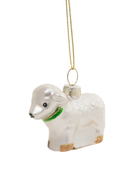 Игрушка елочная, 4 см, 2 шт, стекло, серебристая, Овечки, Sheep
