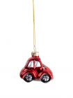 Игрушка елочная, 6х4 см, стекло, красная, Машинка, New Year