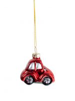 Игрушка елочная, 6х4 см, стекло, красная, Машинка, New Year