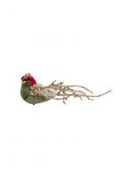 Украшение декоративное 18 см, на клипсе, пластик/металл, красно-зеленое, Птица, New Year ANNA LAFARG