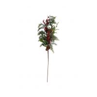 Ветка декоративная, 70 см, пластик/металл, Ель с ягодами, Interior natural