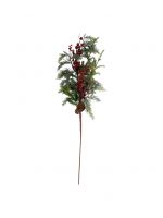 Ветка декоративная 70 см, пластик/металл, Ель с ягодами, Interior natural ANNA LAFARG