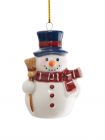 Игрушка елочная, 6 см, фарфор P, Снеговик в шляпе и шарфе, New Year