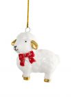 Игрушка елочная, 6 см, фарфор P, молочно-золотистая, Овечка с бантом, Sheep